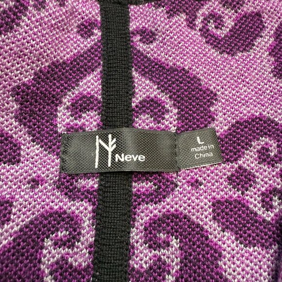 Neve Merino Wool Womens Large Geometric Cardigan Jacket Warm Winter - Picture 3 of 9